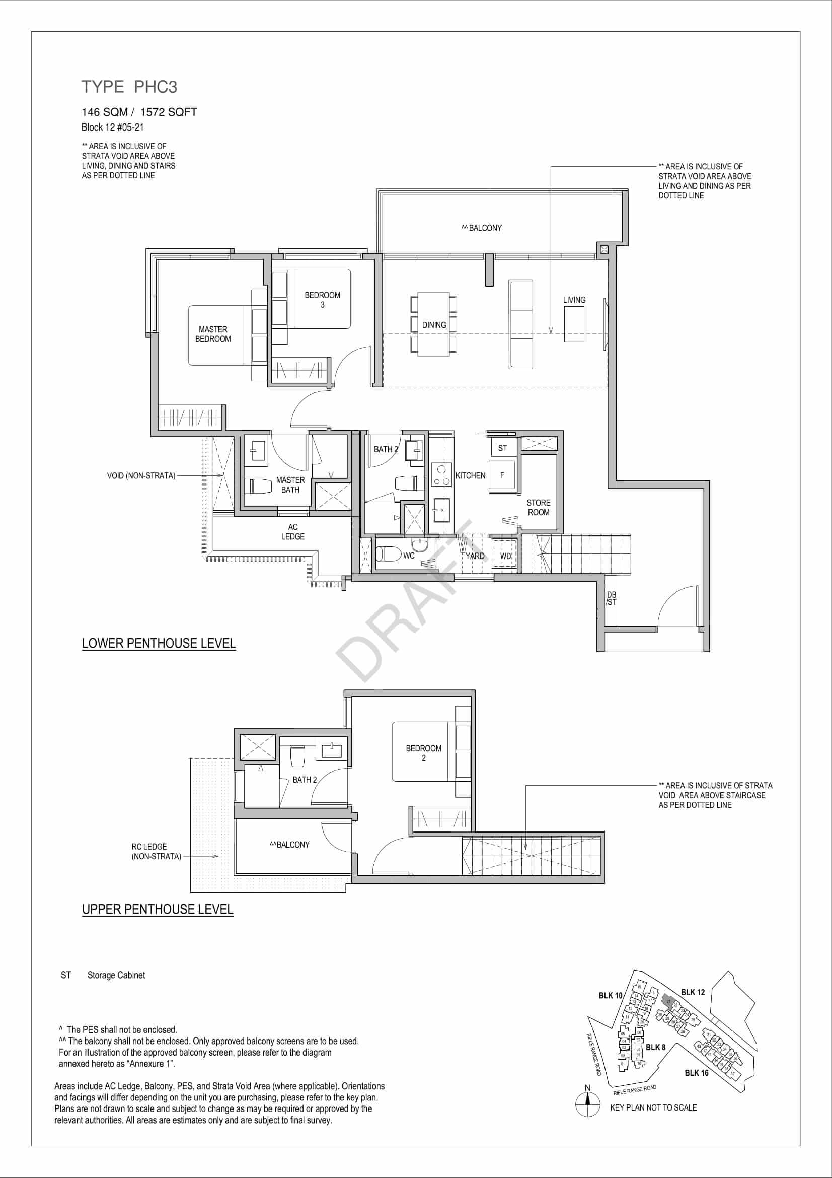 Mayfair Gardens - 3-Bedroom Penthouse Floor Plan Type PHC3