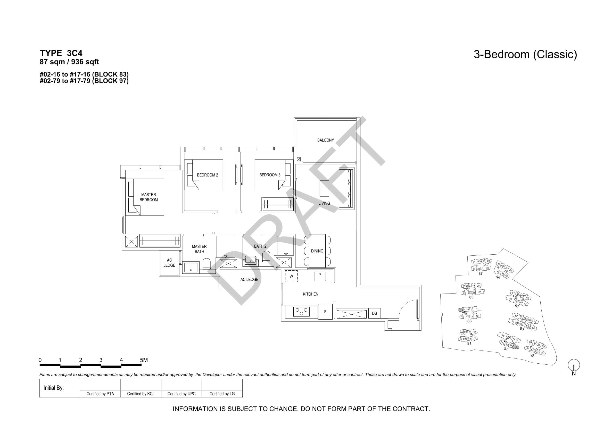 The Florence Residences Floor Plan 3-Bedroom Type 3C4