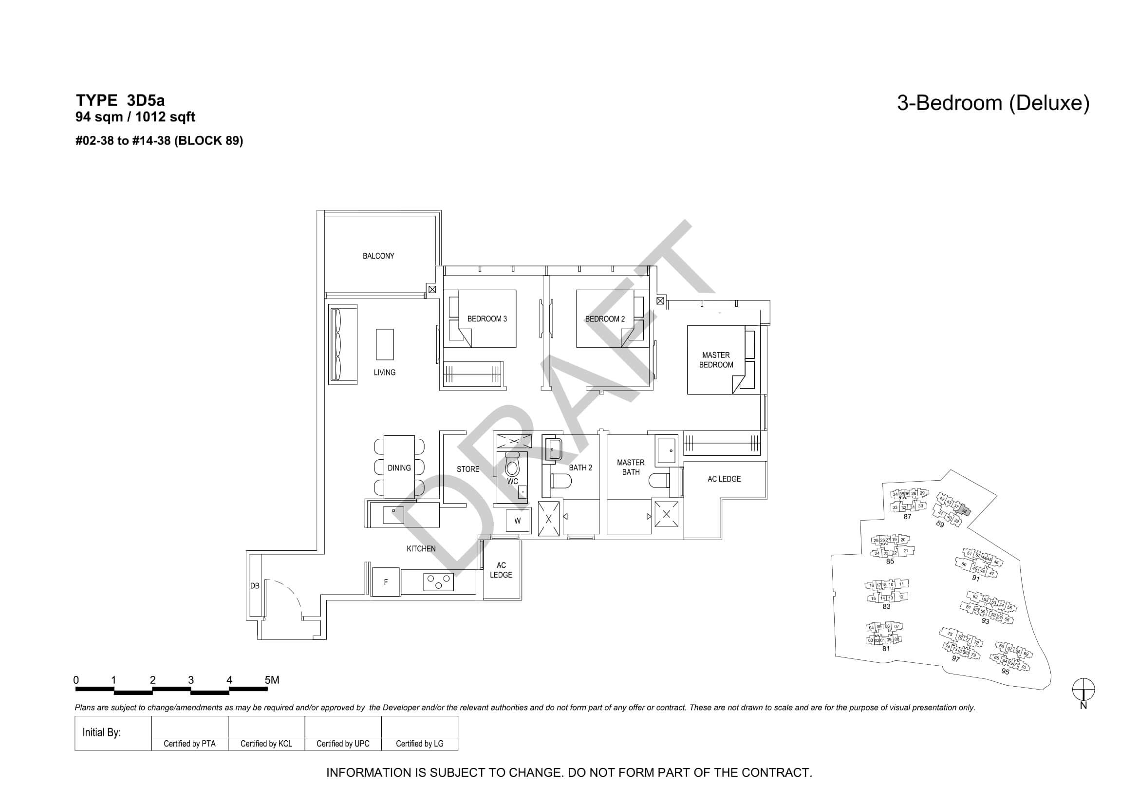 The Florence Residences Floor Plan 3-Bedroom Type 3D5a