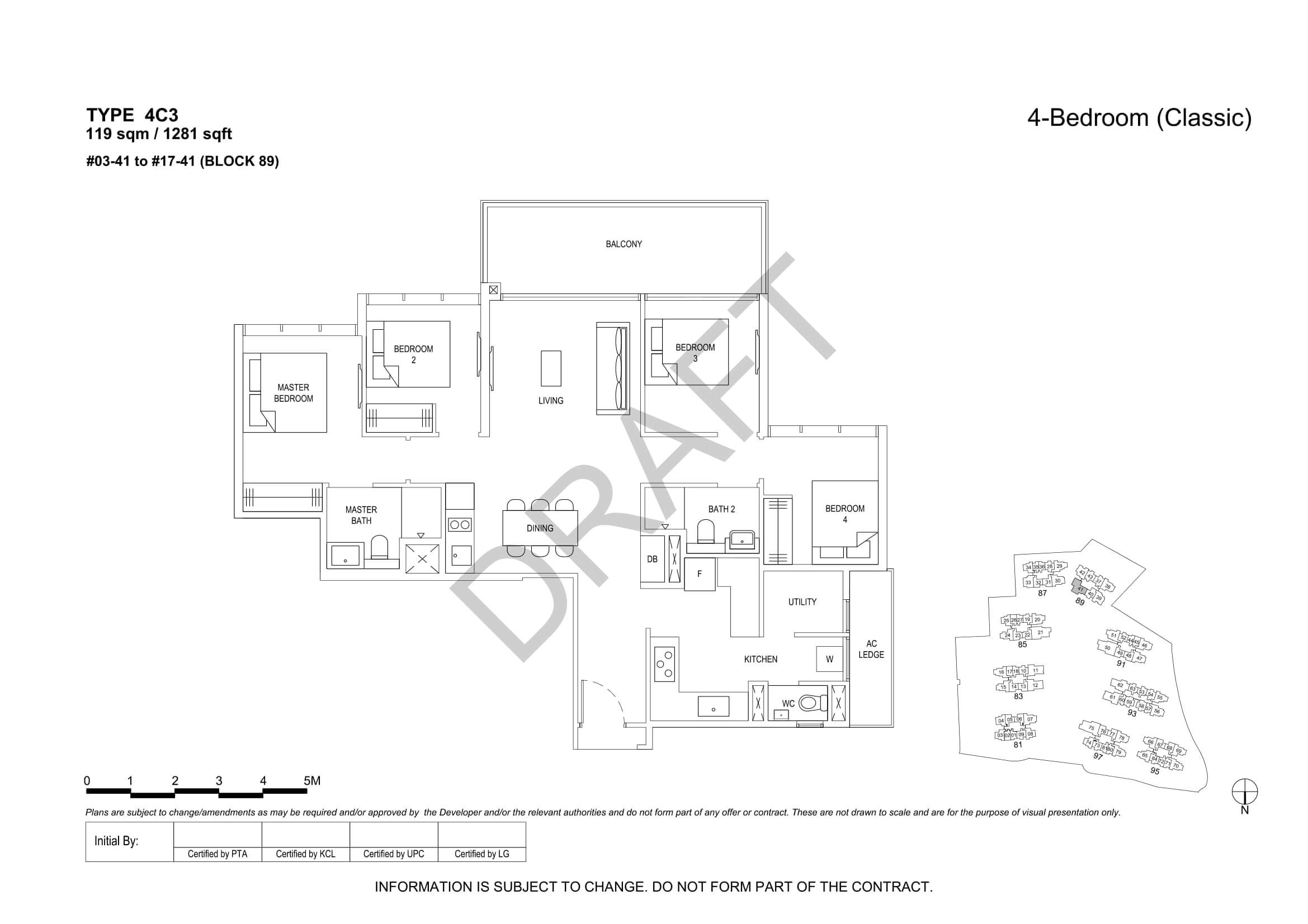 The Florence Residences Floor Plan 4-Bedroom Type 4C3