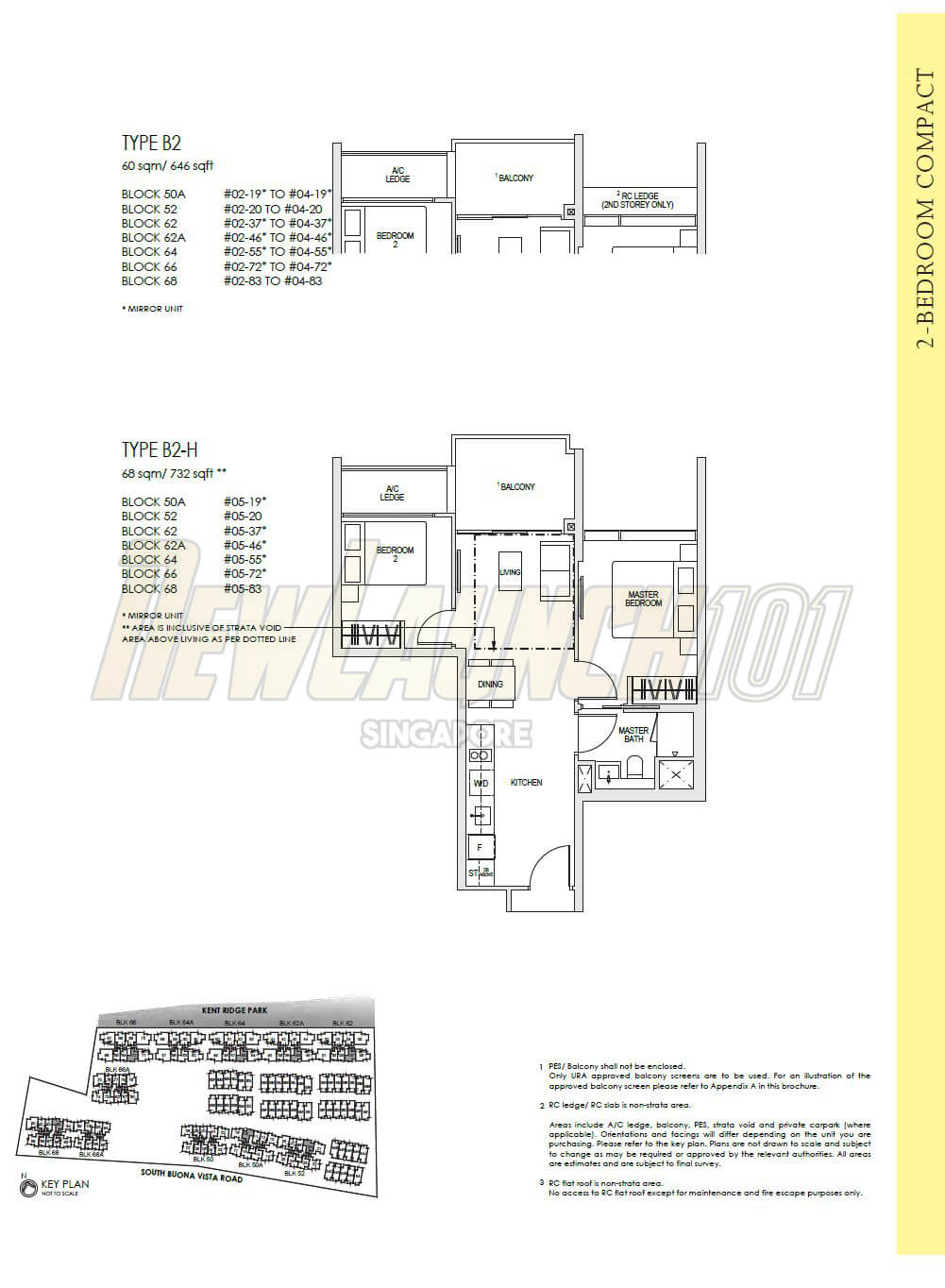 Kent Ridge Hill Residences Floor Plan 2-Bedroom Type B2