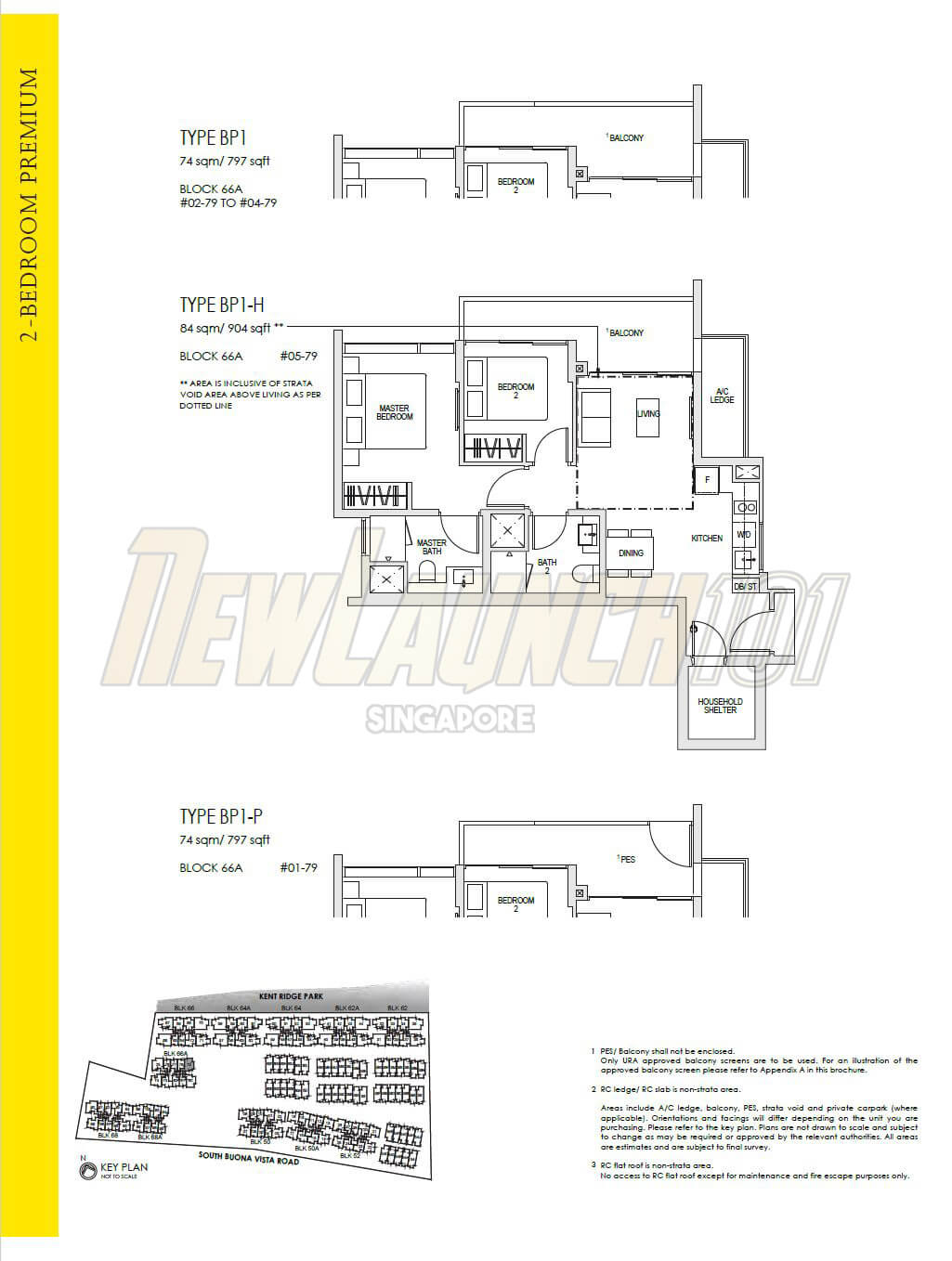 Kent Ridge Hill Residences Floor Plan 2-Bedroom Type BP1