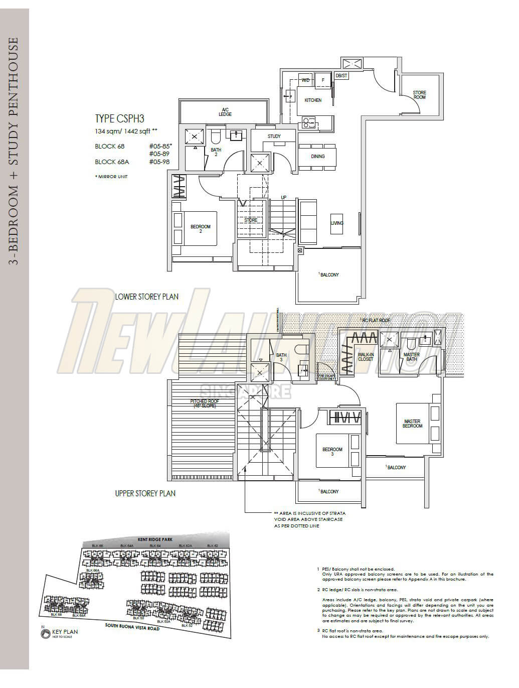 Kent Ridge Hill Residences Floor Plan 3-Bedroom Study PH Type CSPH3