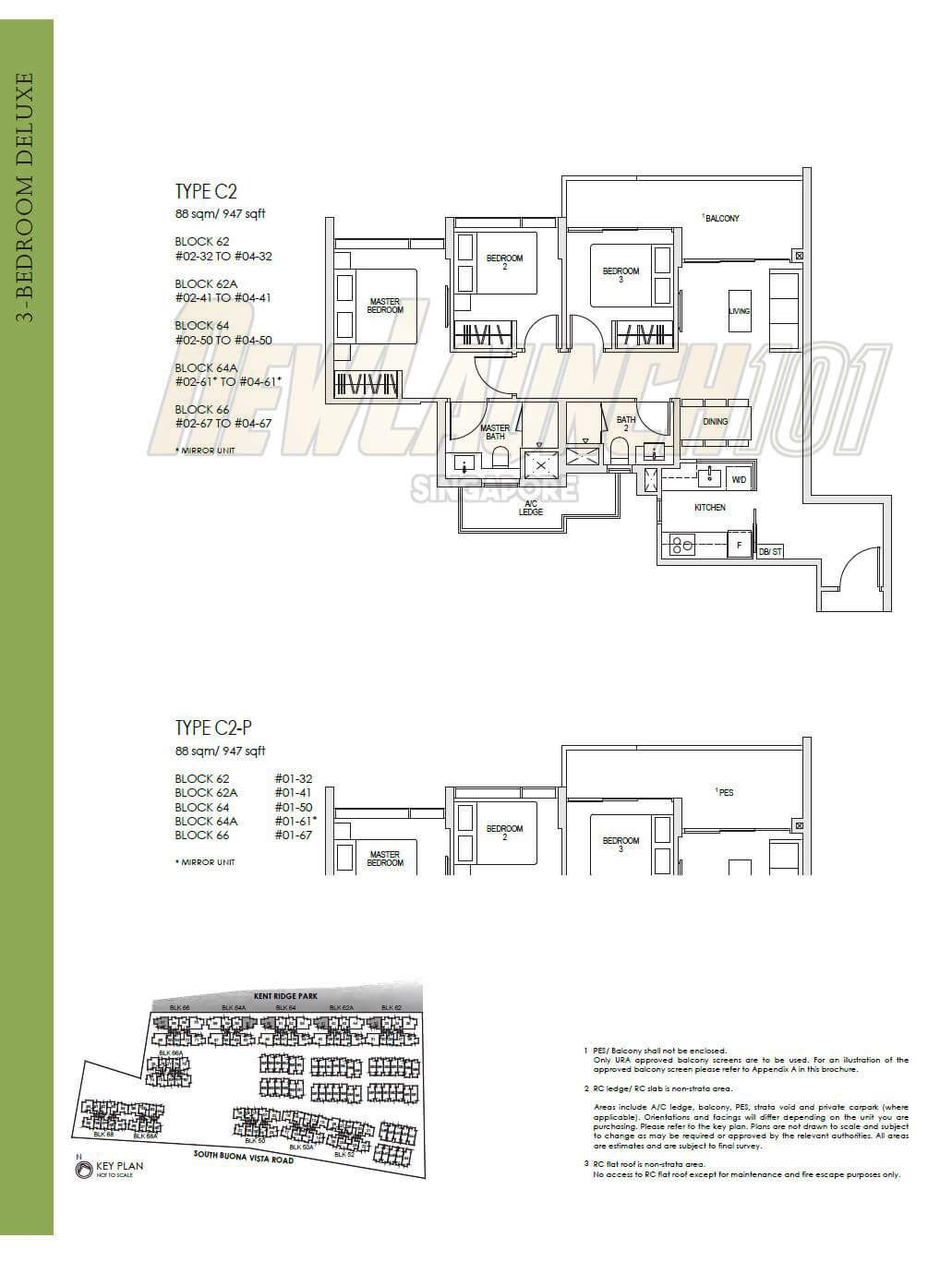 Kent Ridge Hill Residences Floor Plan 3-Bedroom Type C2