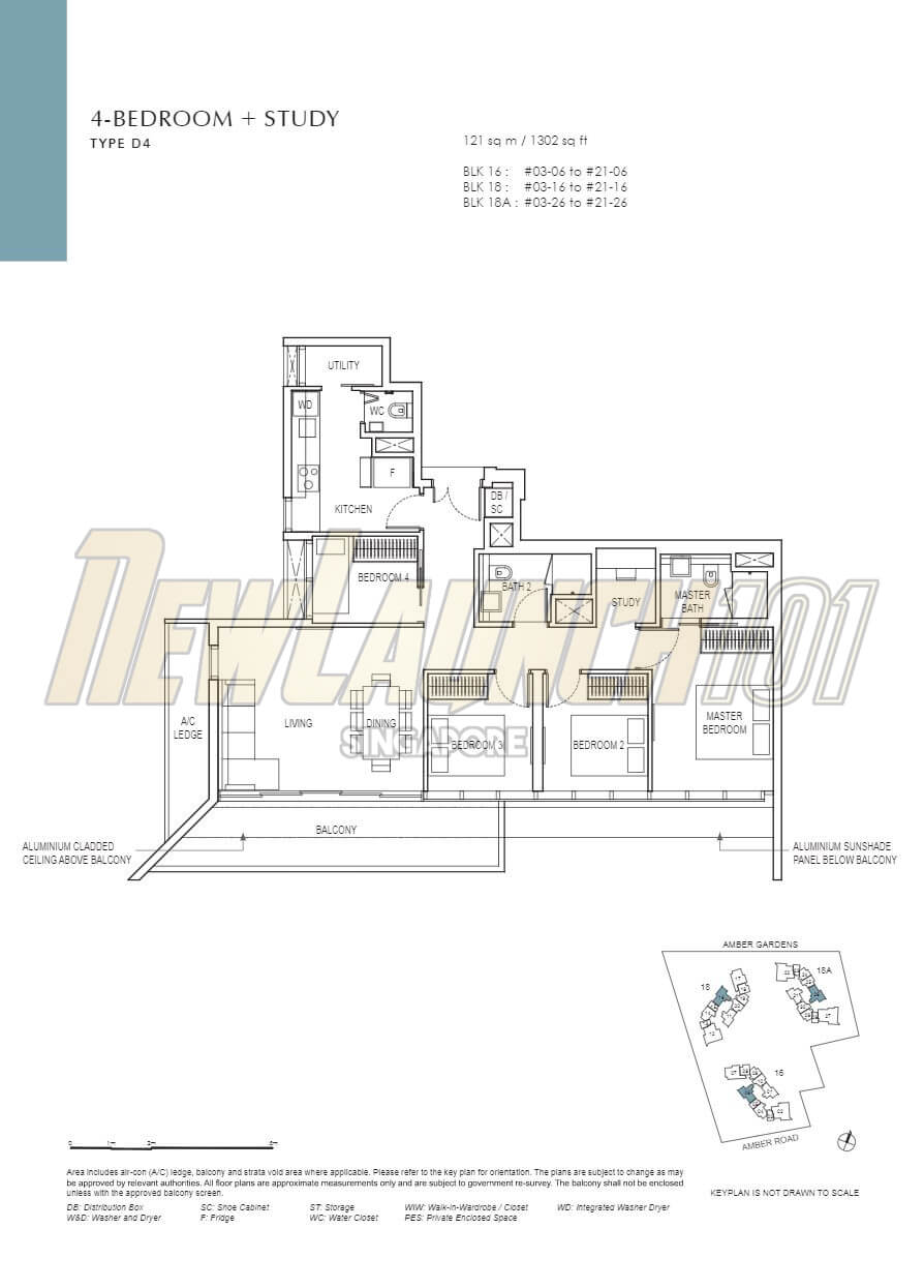 Amber Park Floor Plan 4-Bedroom Study Type D4