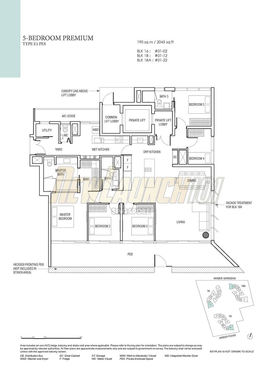 Amber Park Floor Plan 5-Bedroom Type E1 PES