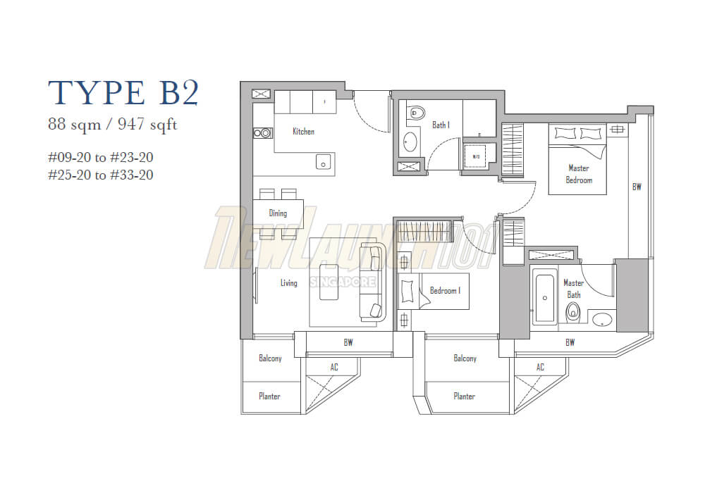 V on Shenton 2-Bedroom Floor Plan Type B2