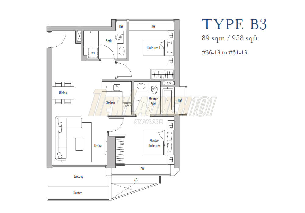 V on Shenton 2-Bedroom Floor Plan Type B3