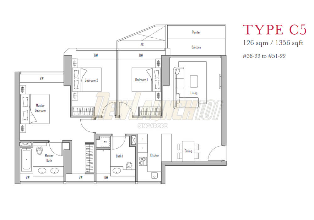 V on Shenton 3-Bedroom Floor Plan Type C5