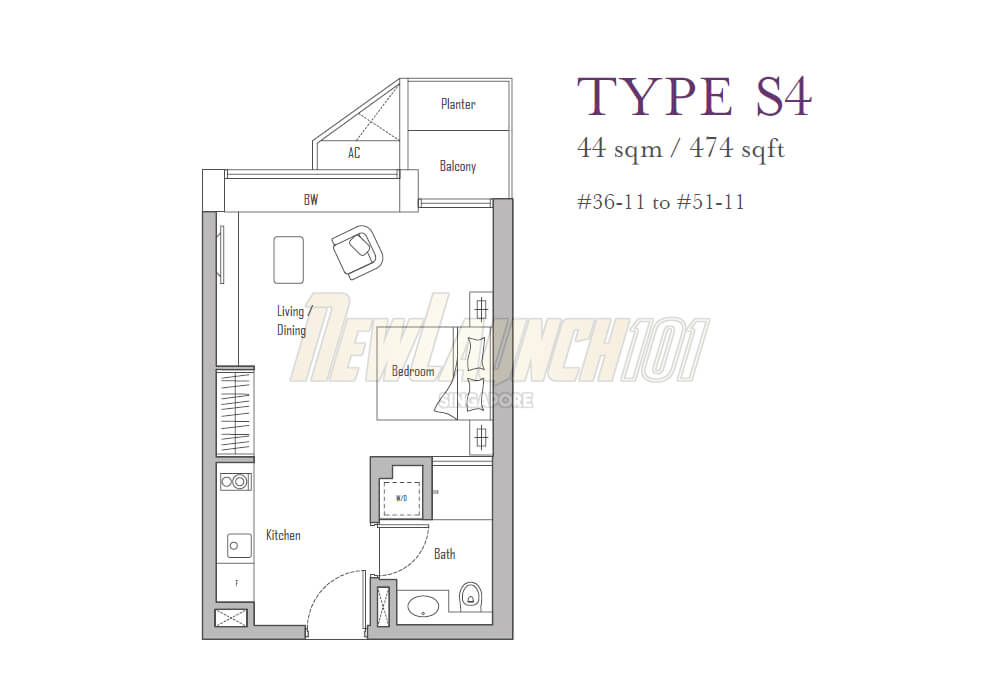 V on Shenton Studio Floor Plan Type S4
