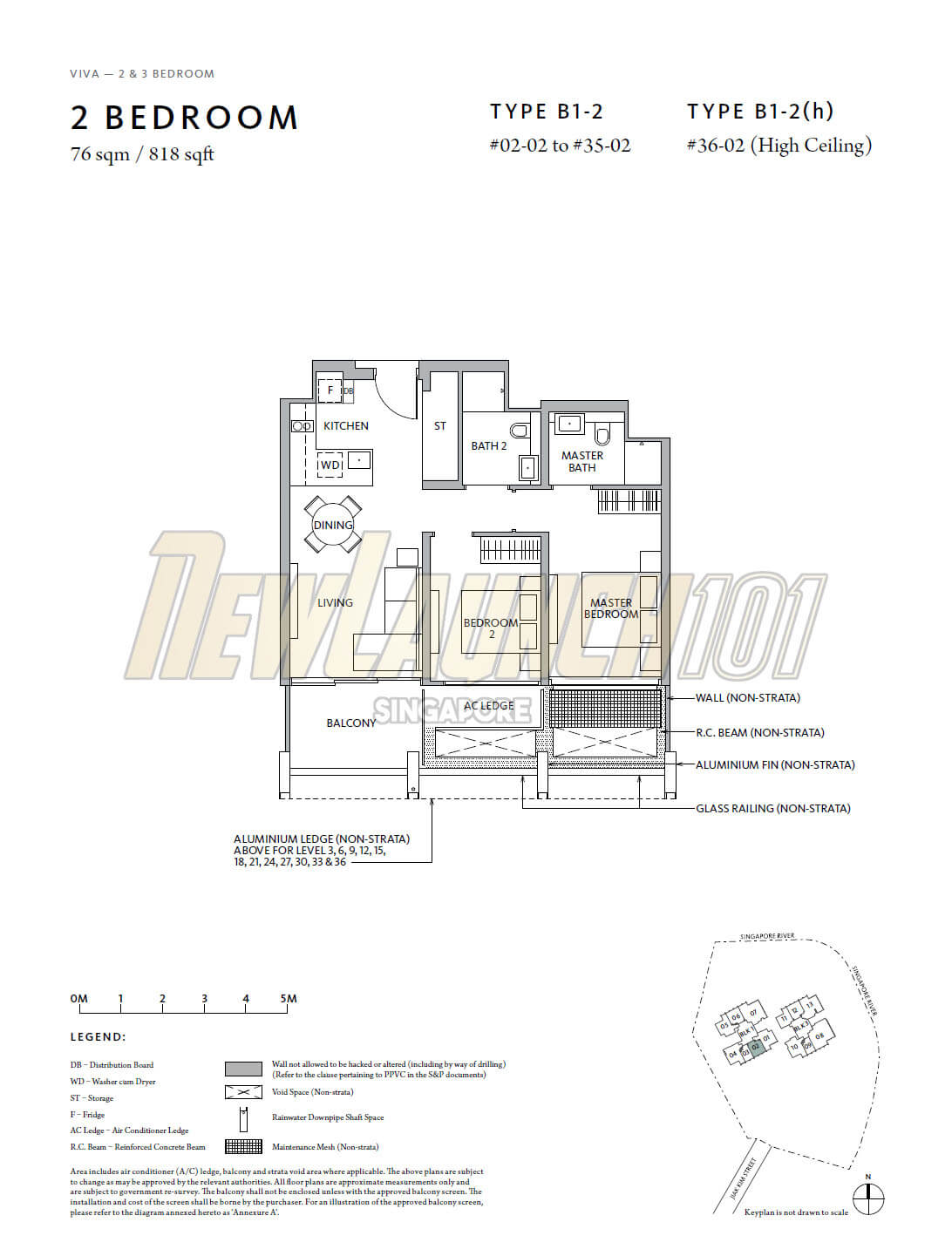 Riviere Floor Plan 2-Bedroom Type B1 Stack 2