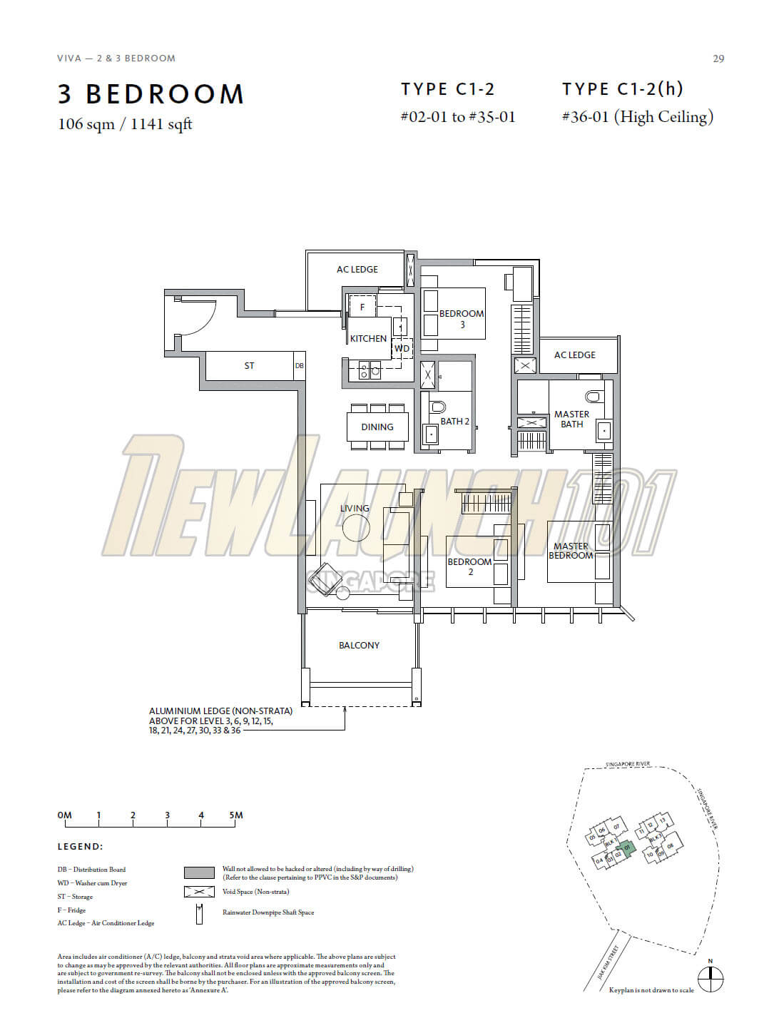 Riviere Floor Plan 3-Bedroom Type C1 Stack 1