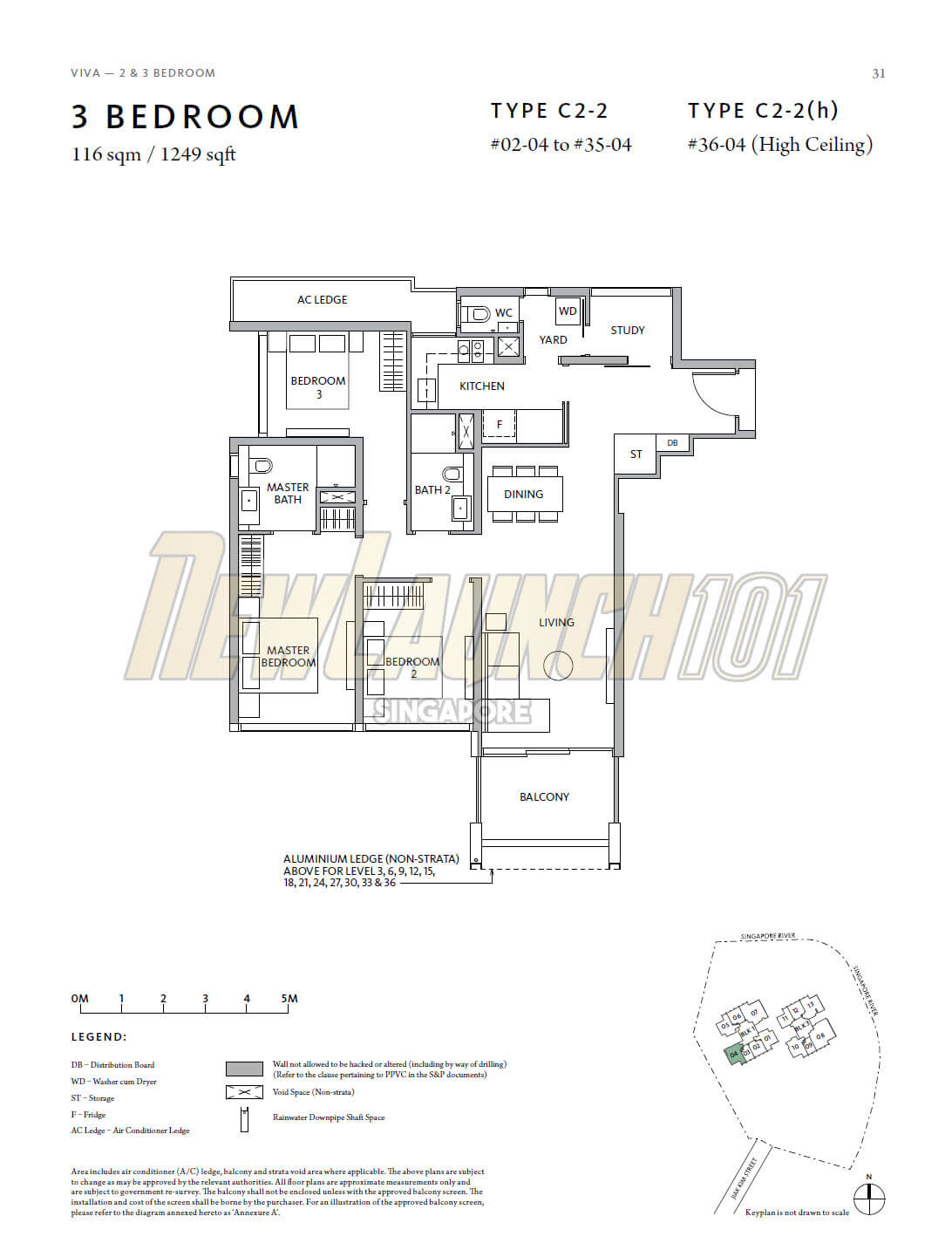 Riviere Floor Plan 3-Bedroom Type C2 Stack 4