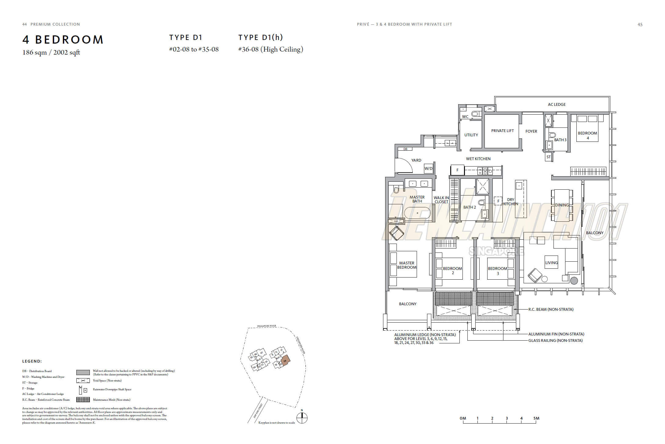 Riviere Floor Plan 4-Bedroom Type D1 Stack 8