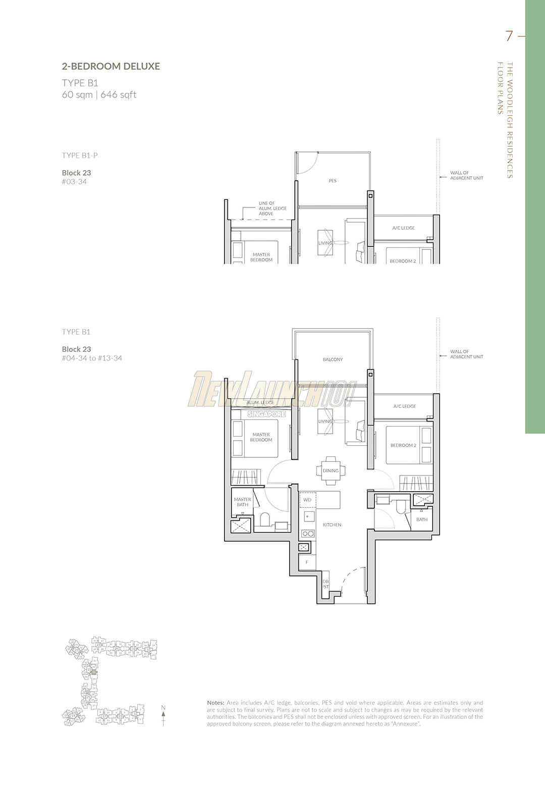 The Woodleigh Residences Floor Plan 2-Bedroom Type B1