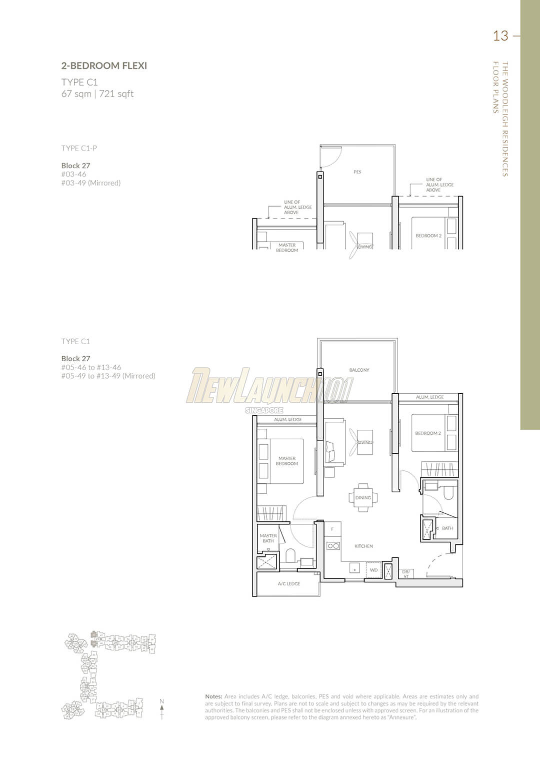 The Woodleigh Residences Floor Plan 2-Bedroom Type C1