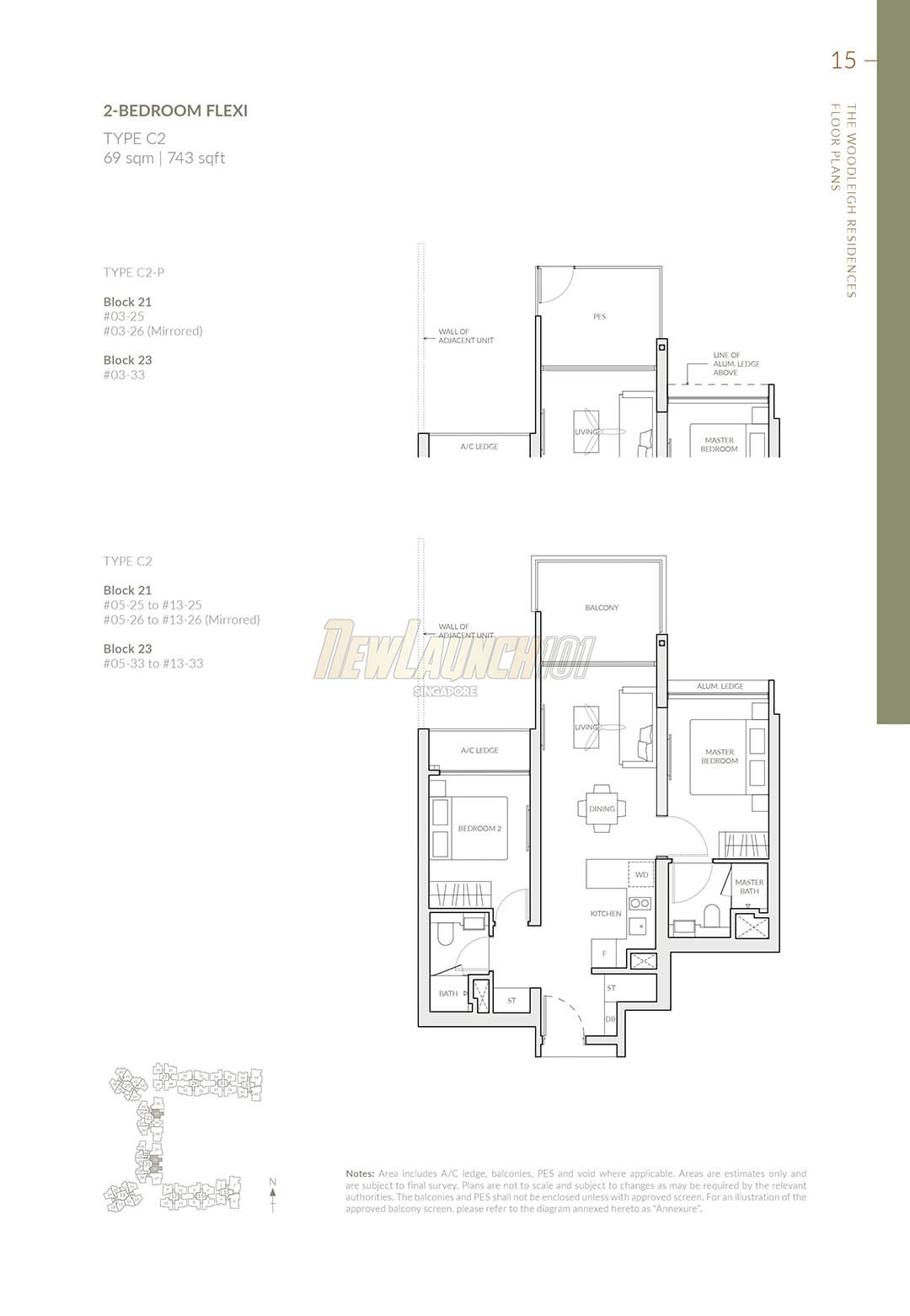 The Woodleigh Residences Floor Plan 2-Bedroom Type C2