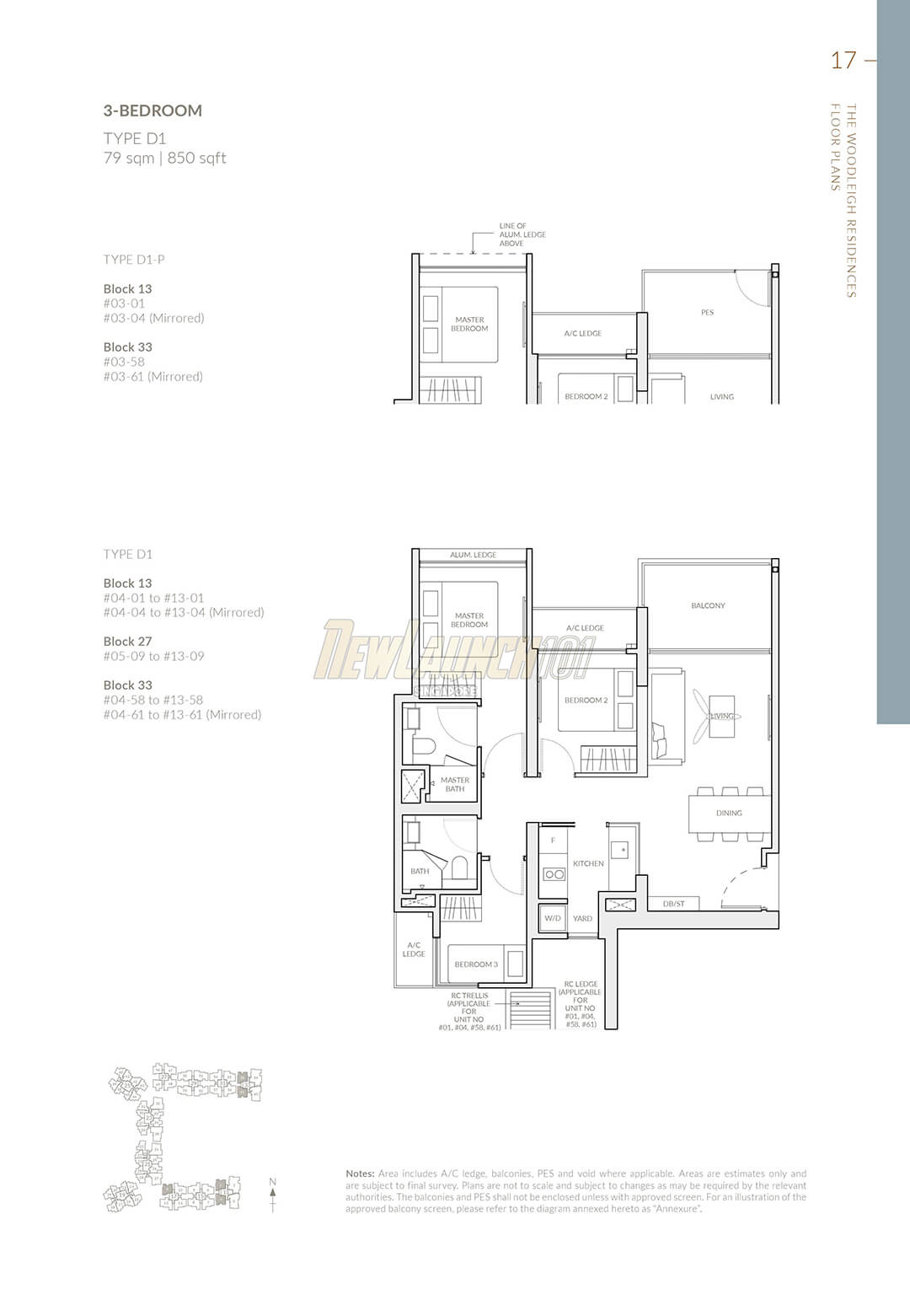 The Woodleigh Residences Floor Plan 3-Bedroom Type D1