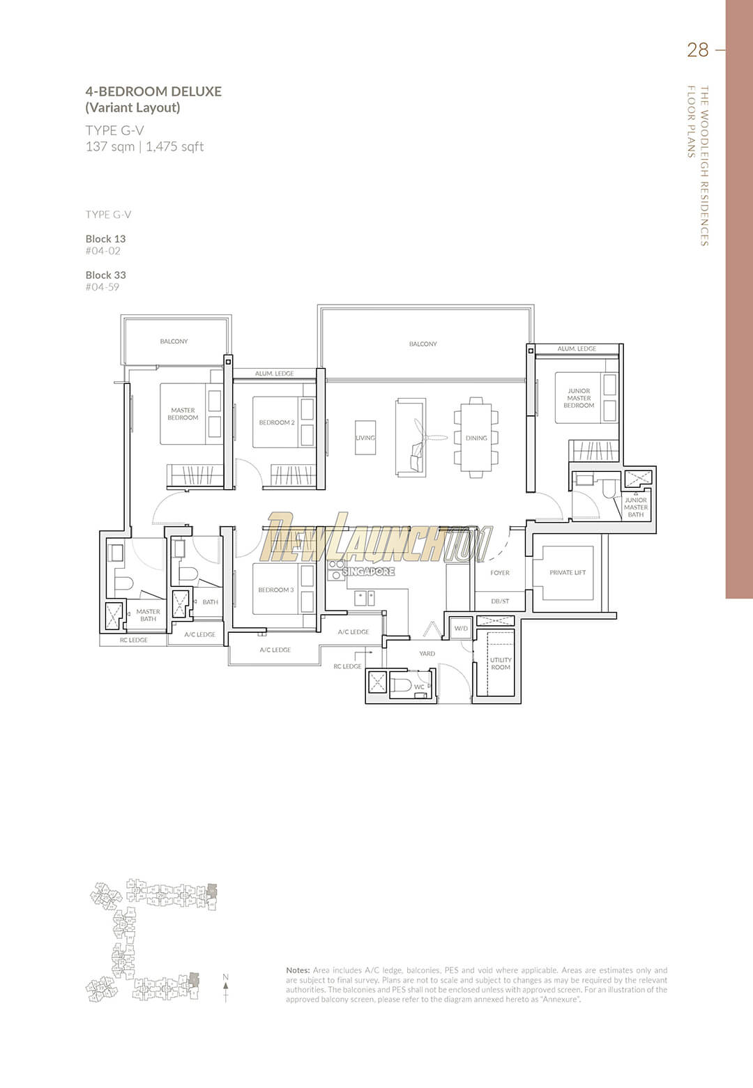 The Woodleigh Residences Floor Plan 4-Bedroom Type GV