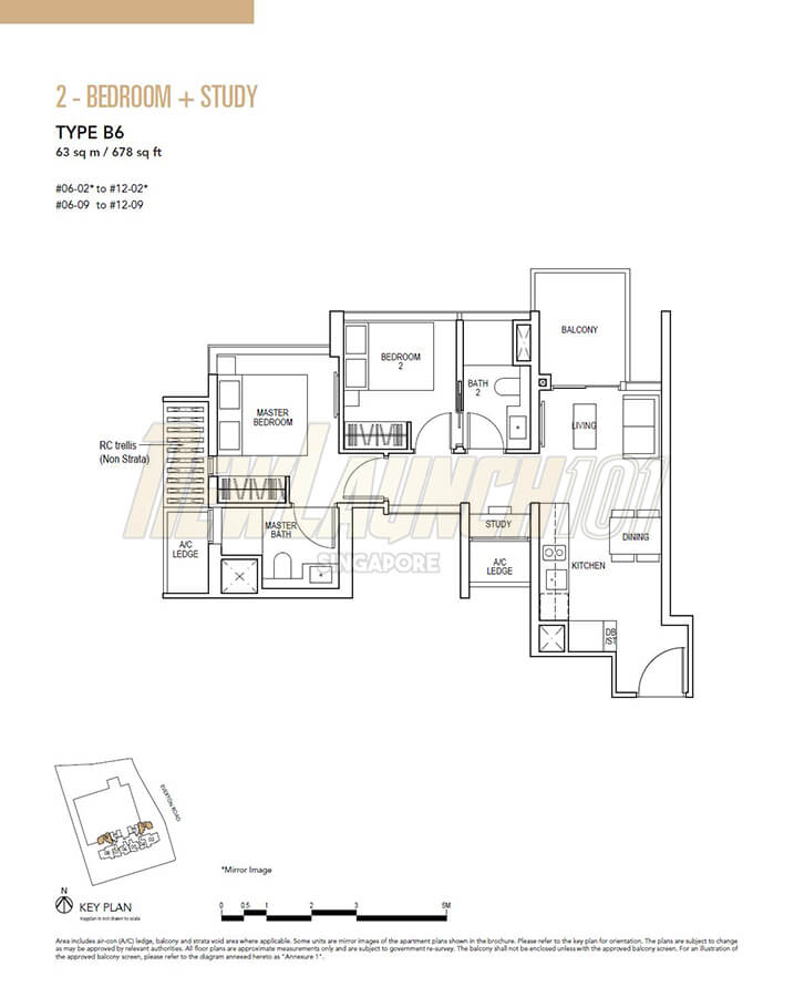 Sky Everton Floor Plan 2-Bedroom Study Type B6