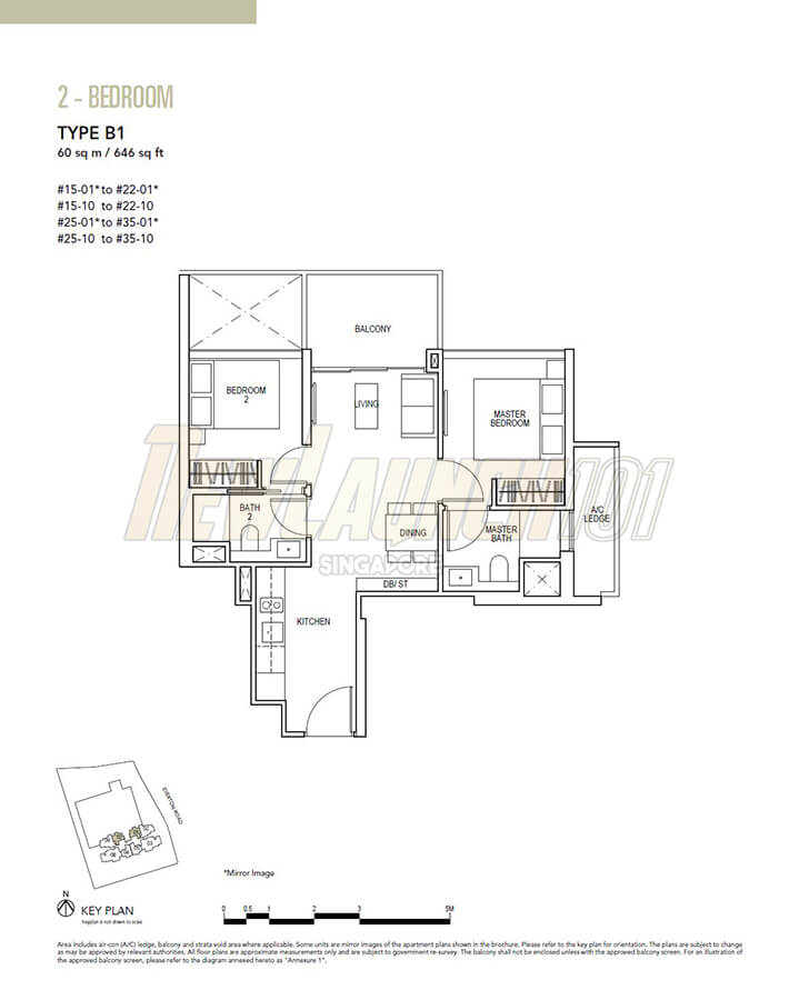 Sky Everton Floor Plan 2-Bedroom Type B1