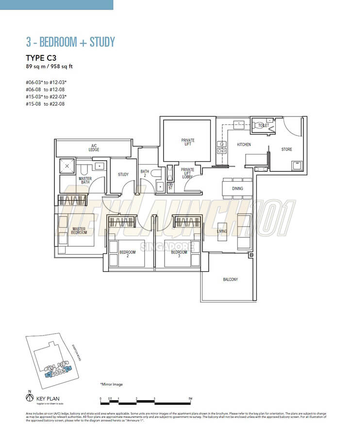 Sky Everton Floor Plan 3-Bedroom Study Type C3