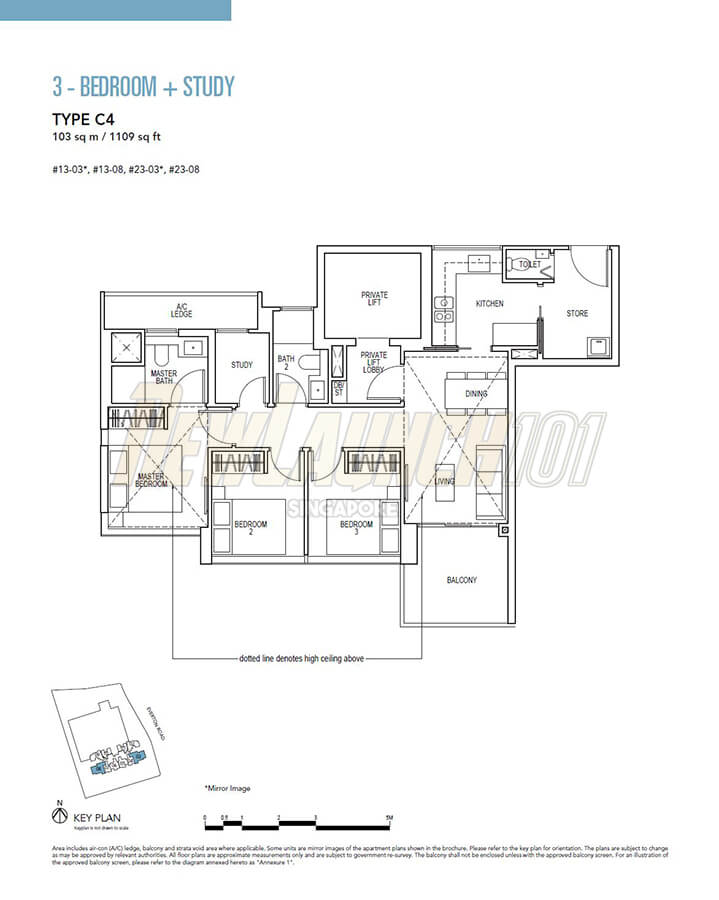 Sky Everton Floor Plan 3-Bedroom Study Type C4