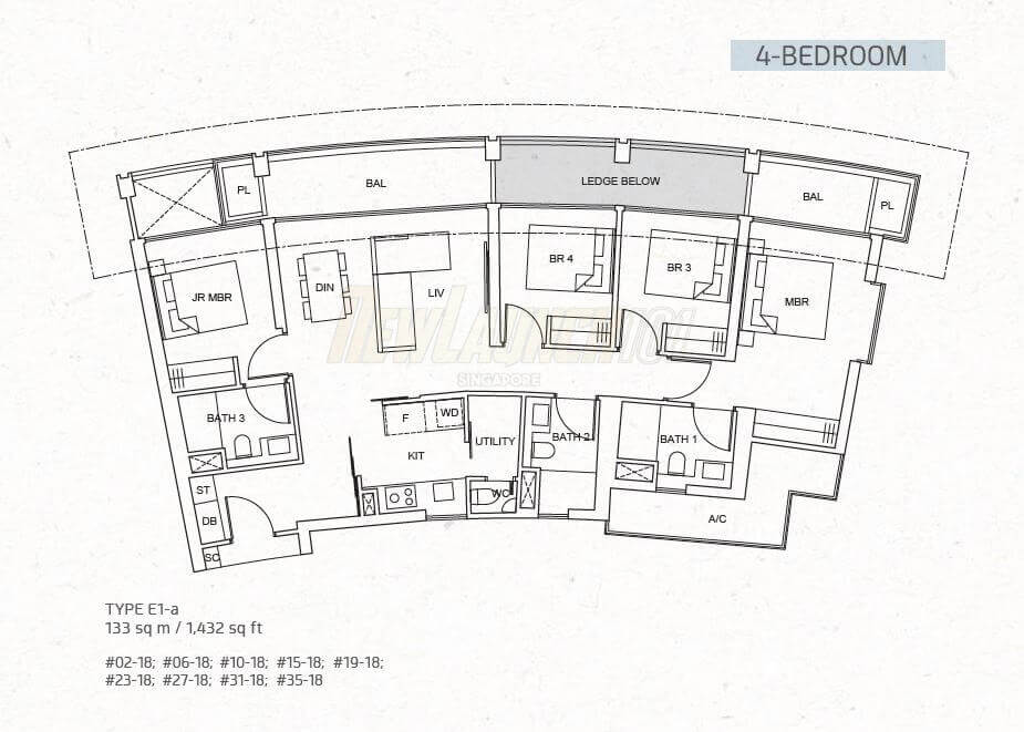 One Pearl Bank Floor Plan 4-Bedroom Type E1a