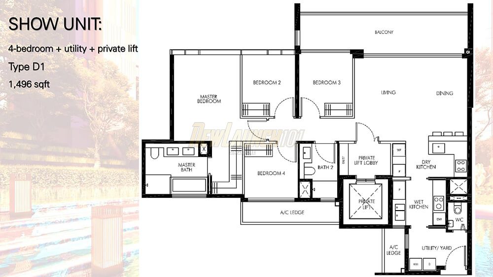 Leedon Green Floor Plan Showflat 4-Bedroom