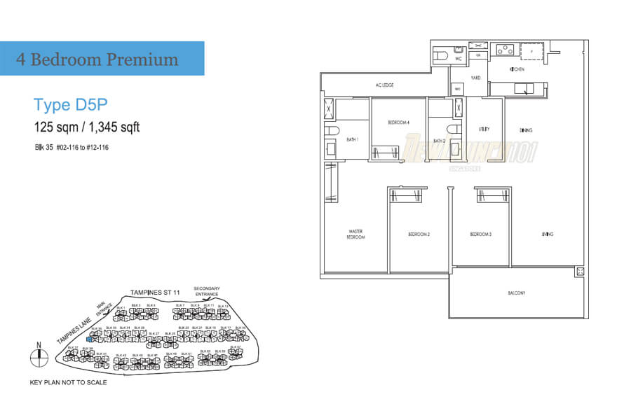 Treasure at Tampines Floor Plan 4-Bedroom Premium Type D5P