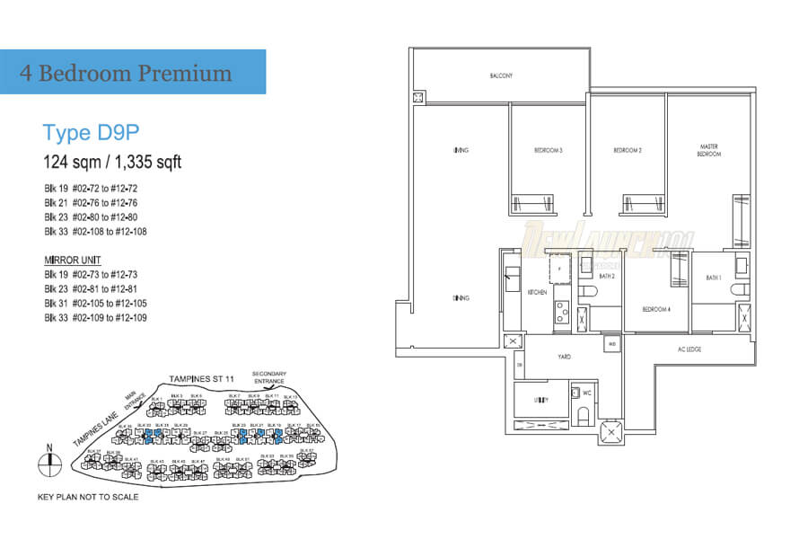 Treasure at Tampines Floor Plan 4-Bedroom Premium Type D9P