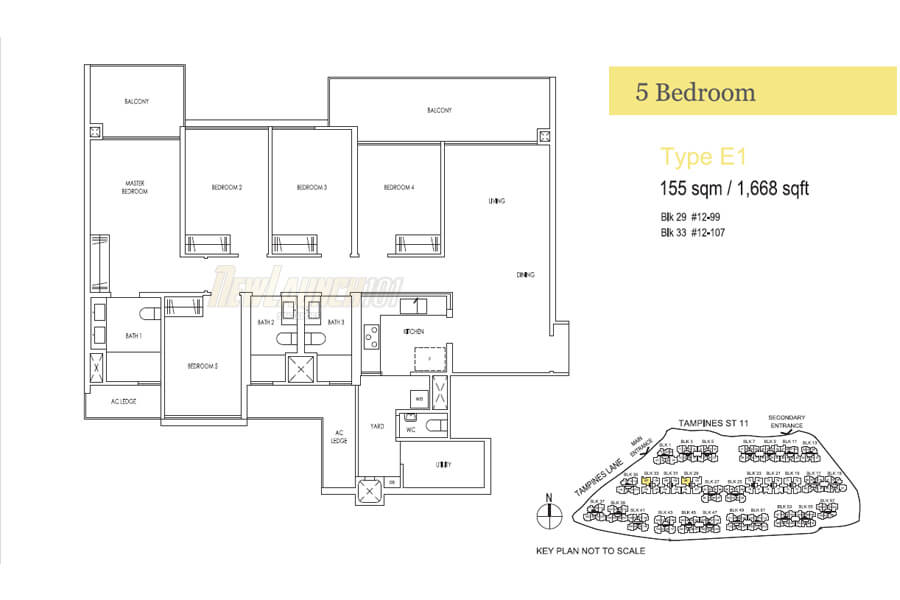 Treasure at Tampines Floor Plan 5-Bedroom Type E1