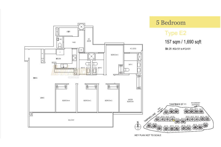 Treasure at Tampines Floor Plan 5-Bedroom Type E2