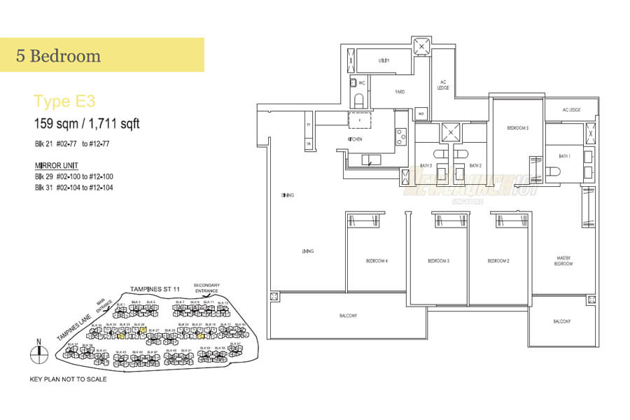 Treasure at Tampines Floor Plan 5-Bedroom Type E3