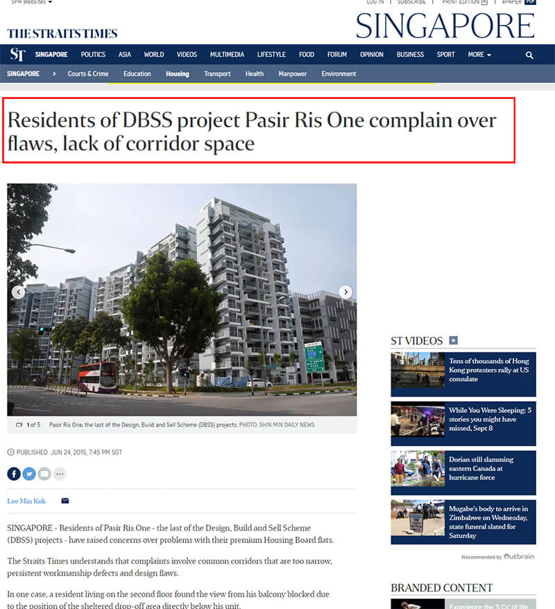 Parc Clematis Developer SingHaiyi Pasir Ris One DBSS Complaint