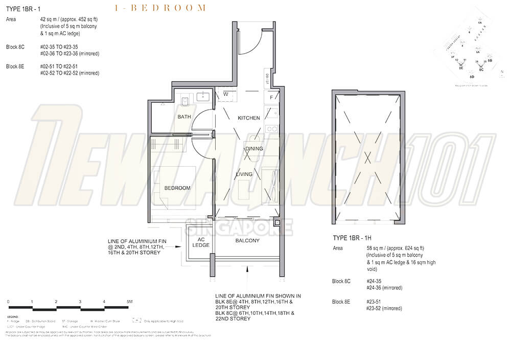 Parc Clematis Floor Plan 1-Bedroom 452