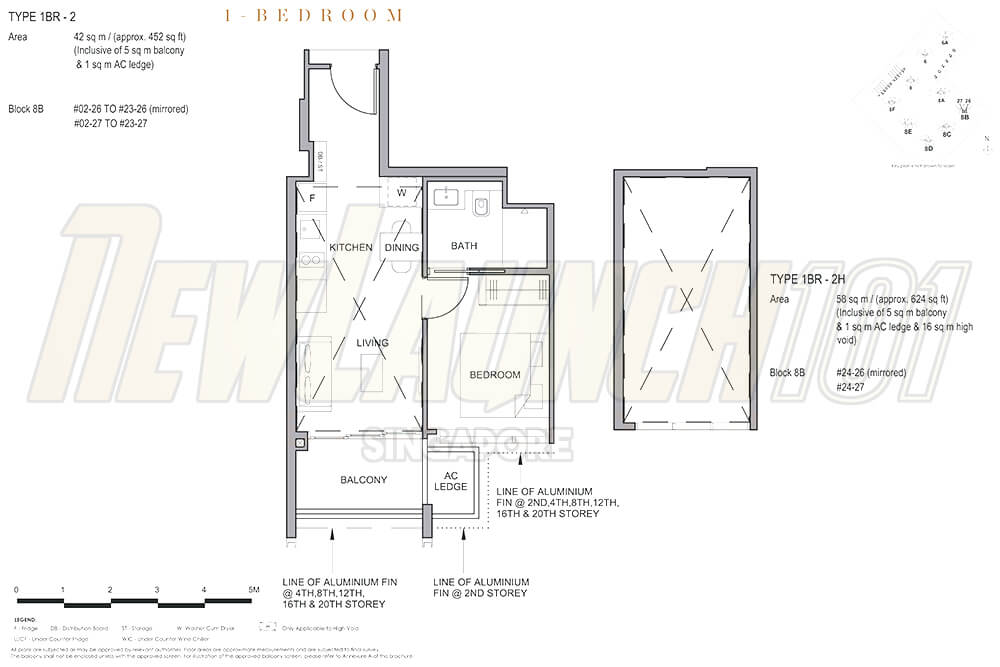 Parc Clematis Floor Plan 1-Bedroom 624