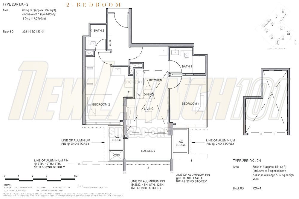Parc Clematis Floor Plan 2-Bedroom Dual Key 732