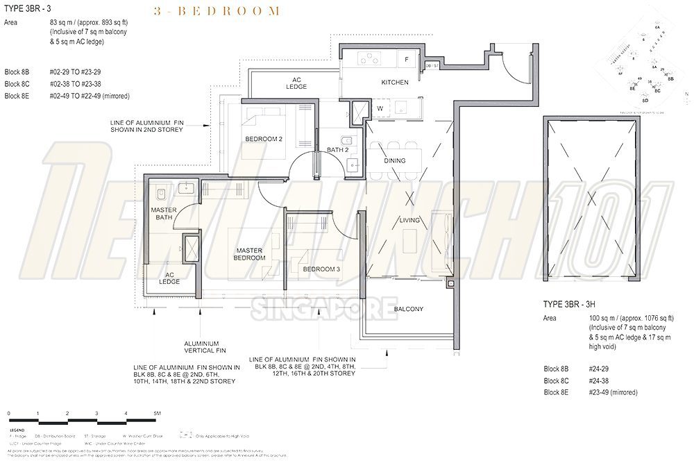 Parc Clematis Floor Plan 3-Bedroom 893