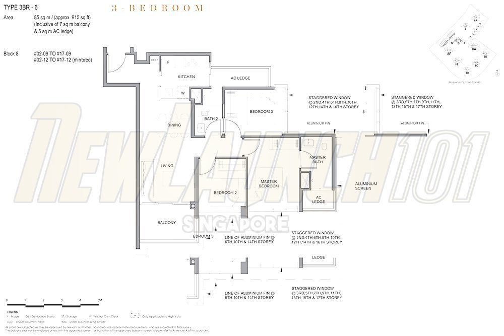 Parc Clematis Floor Plan 3-Bedroom 915 Stack 09