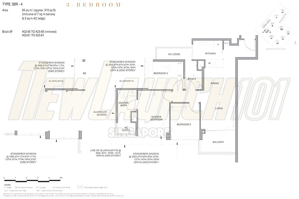 Parc Clematis Floor Plan 3-Bedroom 915