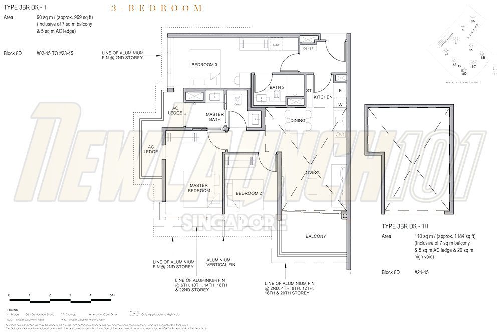 Parc Clematis Floor Plan 3-Bedroom Dual Key 969