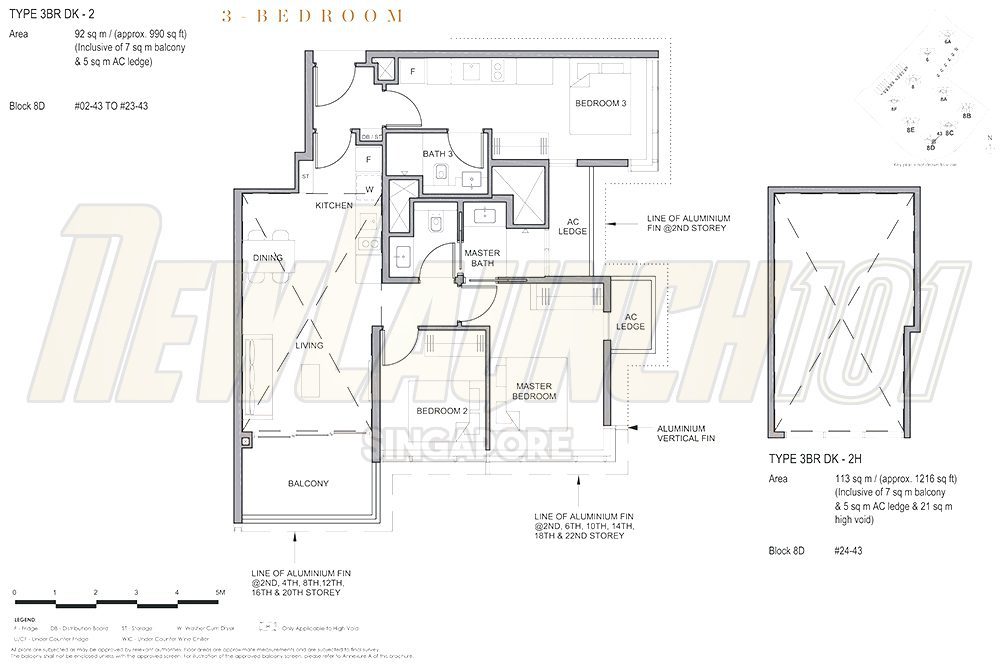 Parc Clematis Floor Plan 3-Bedroom Dual Key 990