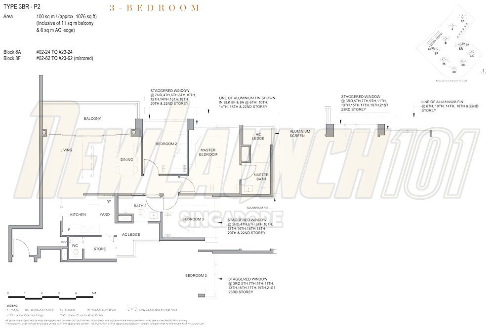 Parc Clematis Floor Plan 3-Bedroom Premium 1076