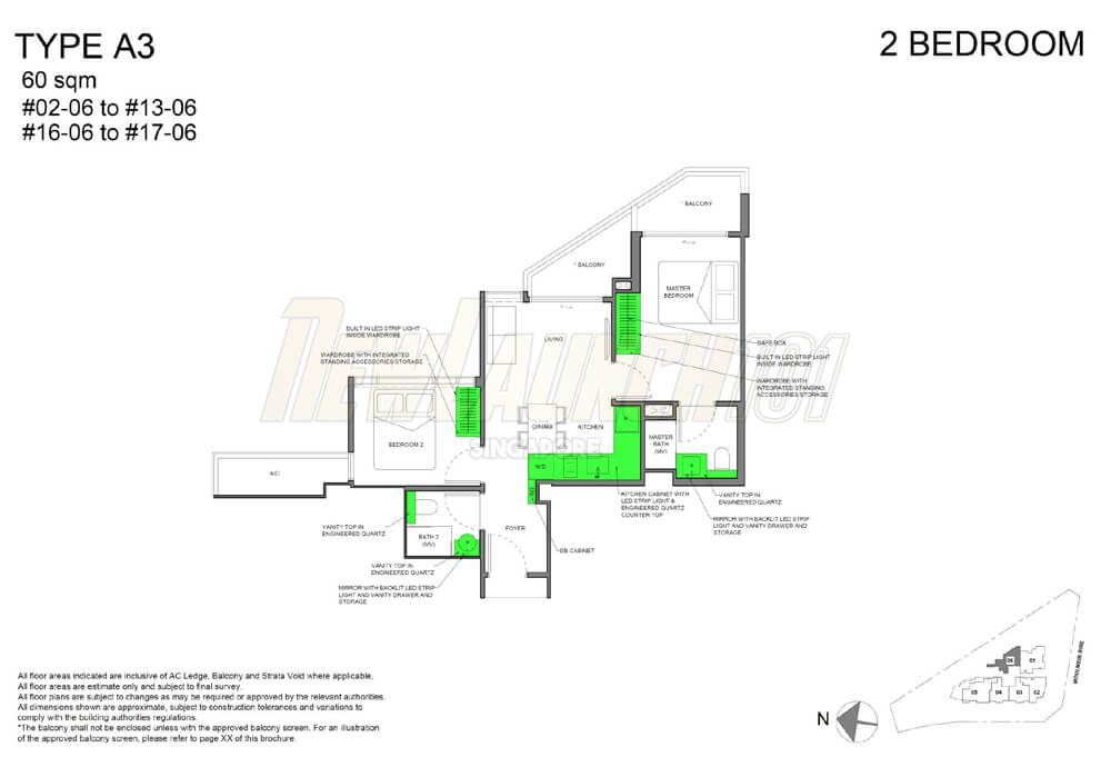 NEU at Novena Floor Plan 2-Bedroom Type A3
