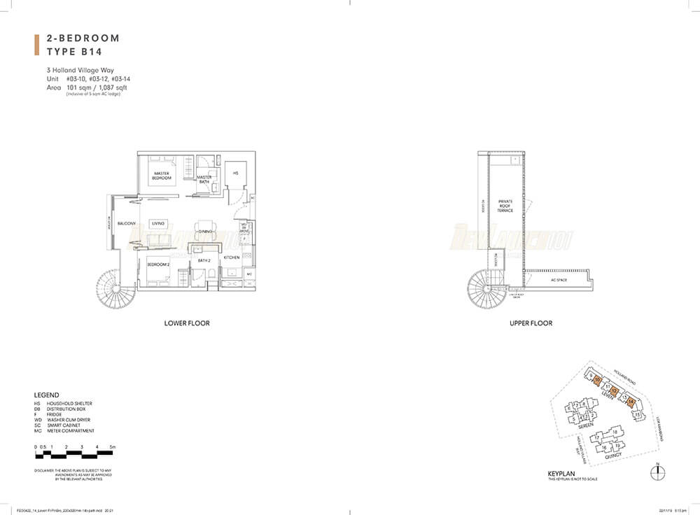 One Holland Village Residences Floor Plan 2-Bedroom Type B14