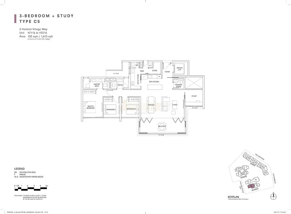 One Holland Village Residences Floor Plan 3-Bedroom Type C5