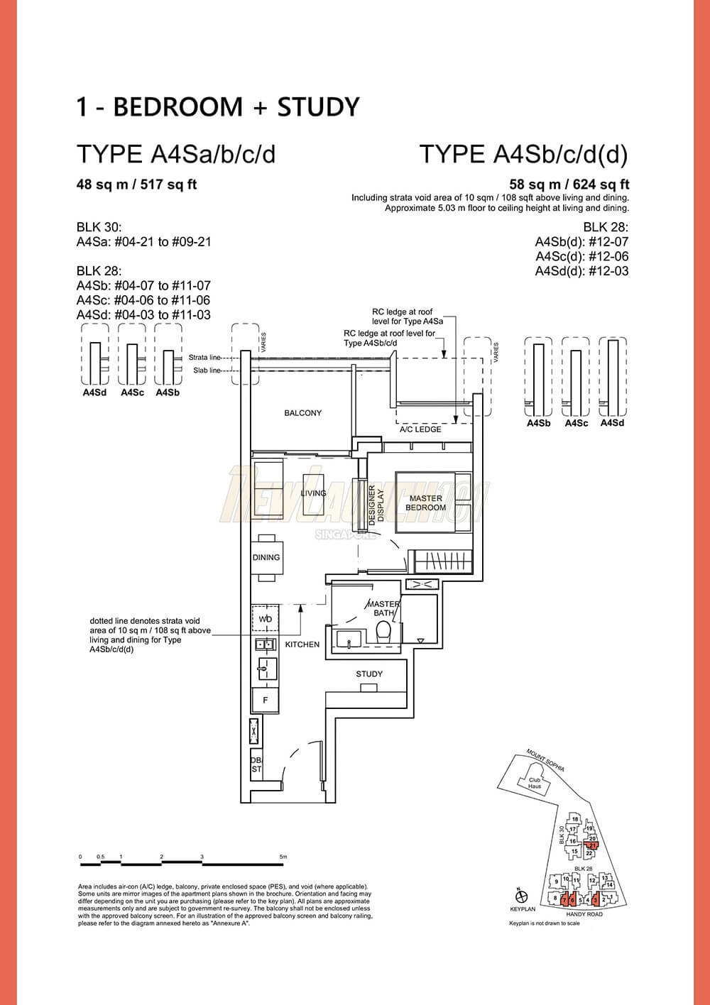 Haus on Handy Floor Plan 1-Bedroom Study Type A4Sa
