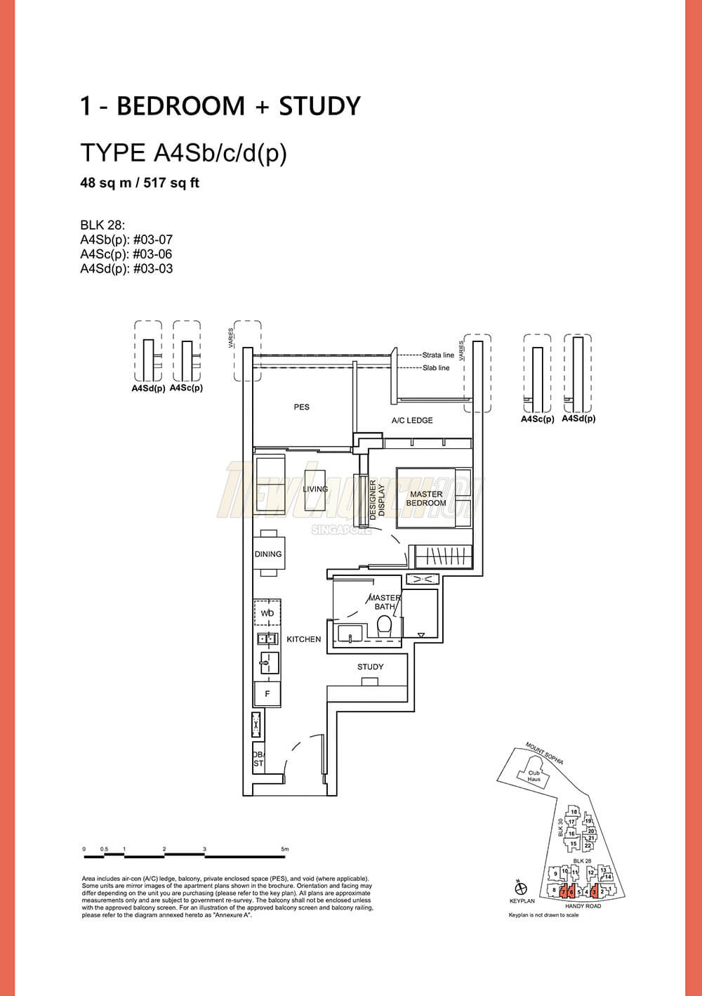 Haus on Handy Floor Plan 1-Bedroom Study Type A4Sb