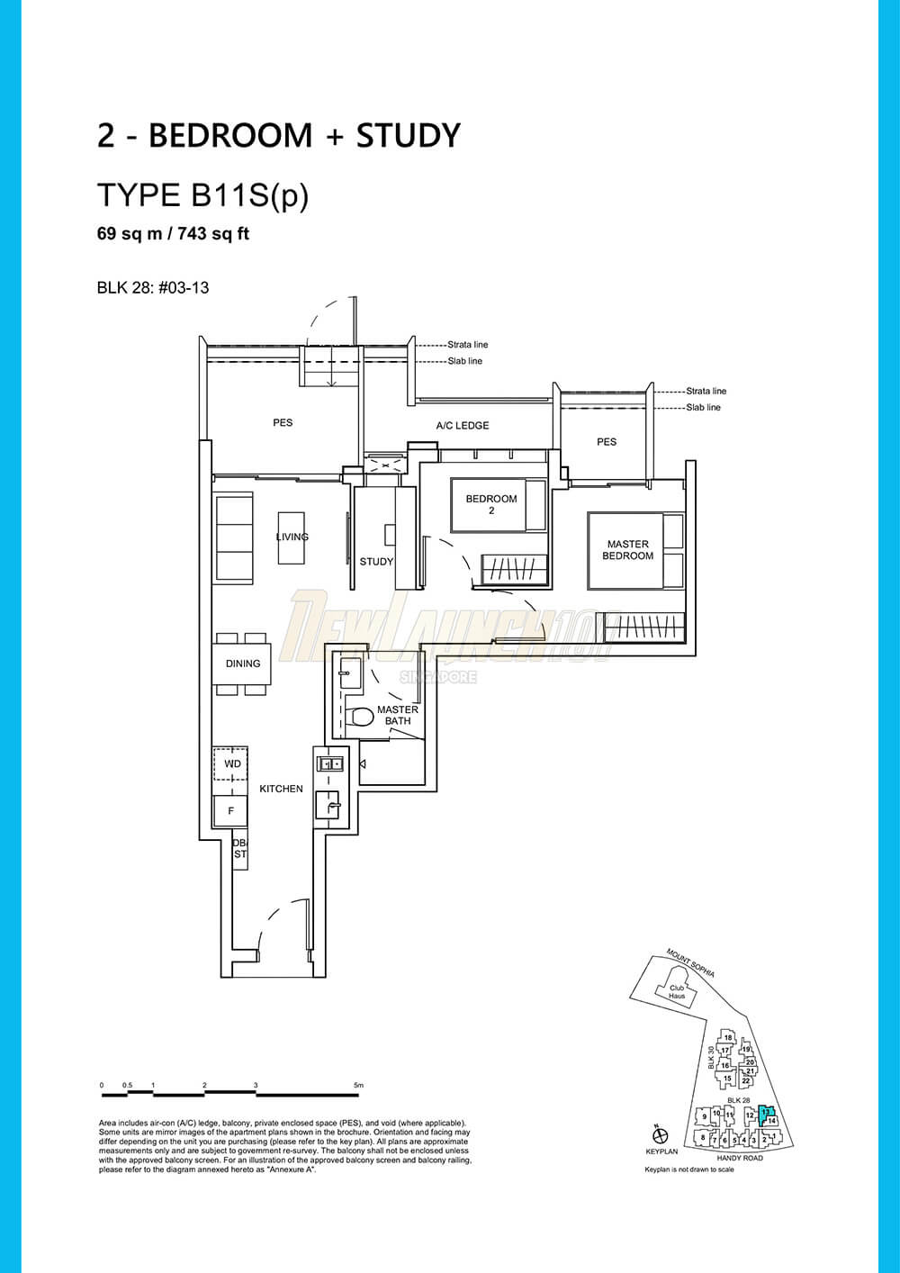 Haus on Handy Floor Plan 2-Bedroom Study Type B11Sp